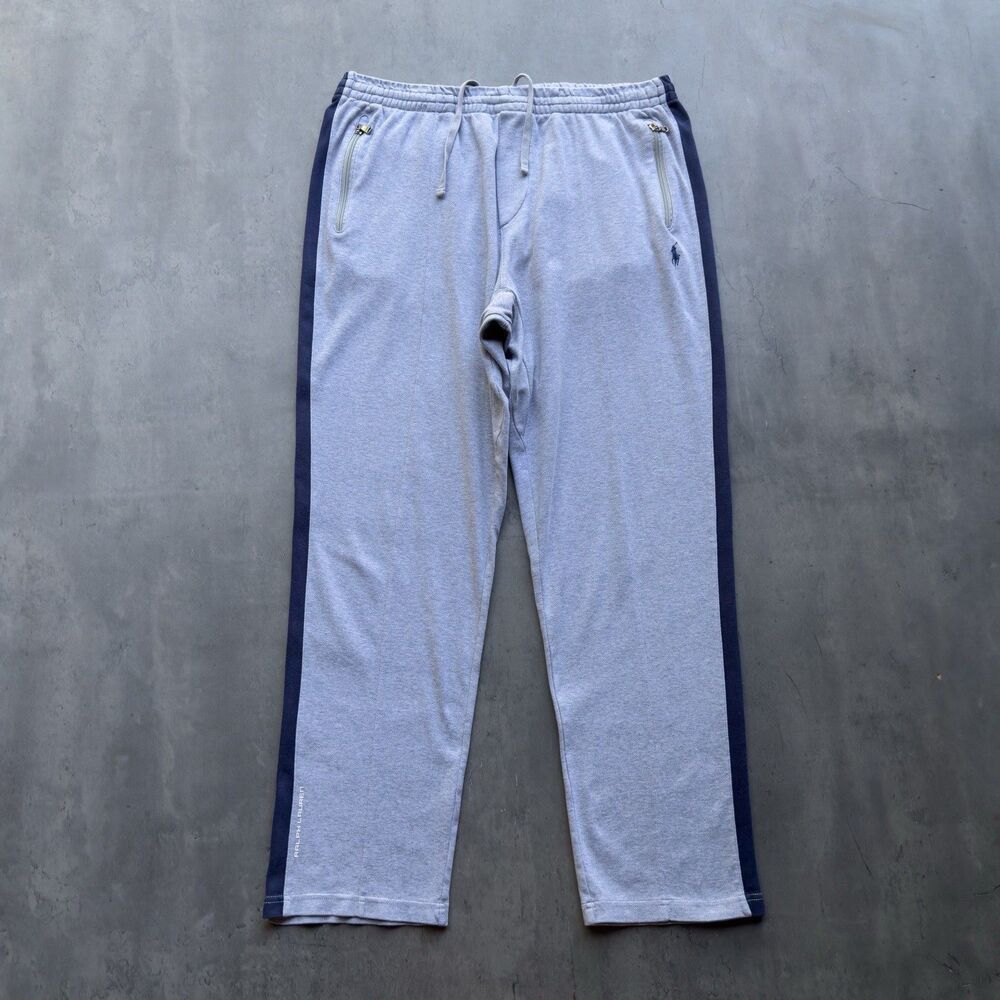 Polo Ralph Lauren Men’s XL Performance Track Pants Gray Navy Stripe Pony